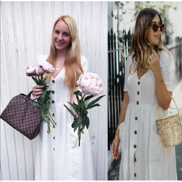 ❤️ZARA MIDI LINEN DRESS WITH BUTTONS - Picture 7 of 14